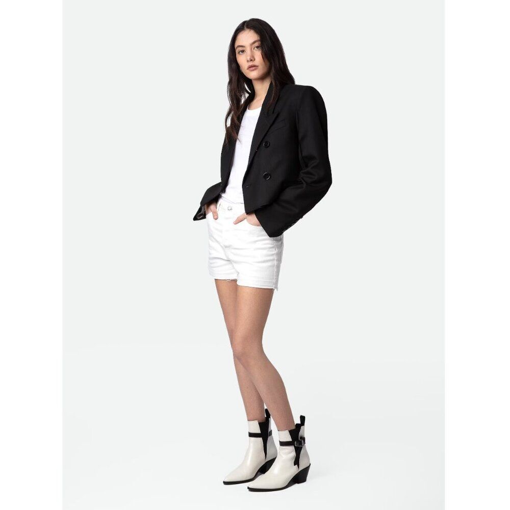 ZADIG & VOLTAIRE Size 37 7 Heritage Tyler Cecilia White Black Leather Boots NEW